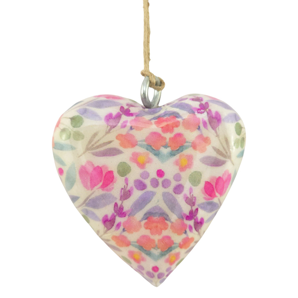 Floral Heart Wooden Hanging Ornament | 5cm | Little Gift | Cracker Filler