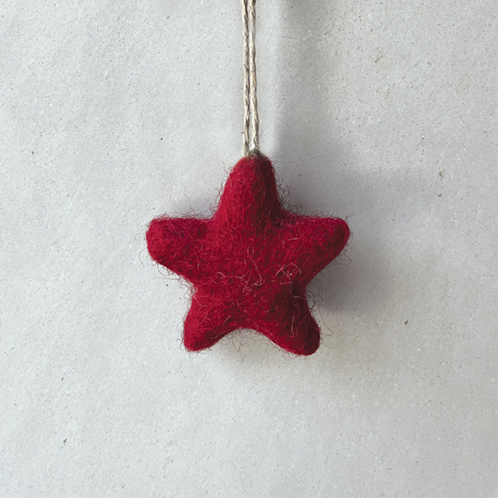 3.5cm Handmade Felt Christmas Tree Star Bauble | Cracker Filler | Little Gift