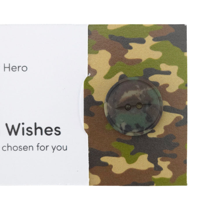 Our Hero | Camouflage | Button Wishes Sew On Token | Little Gift | Cracker Filler