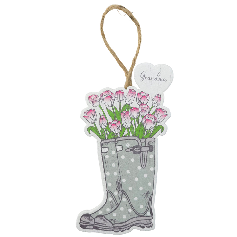 GRANDMA | Floral Welly Boot Hanger | Mini Gift | Cracker Filler