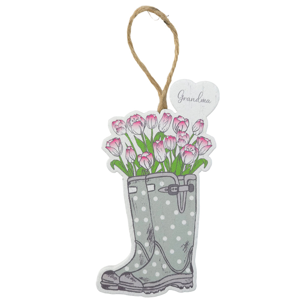 GRANDMA | Floral Welly Boot Hanger | Little Gift | Cracker Filler
