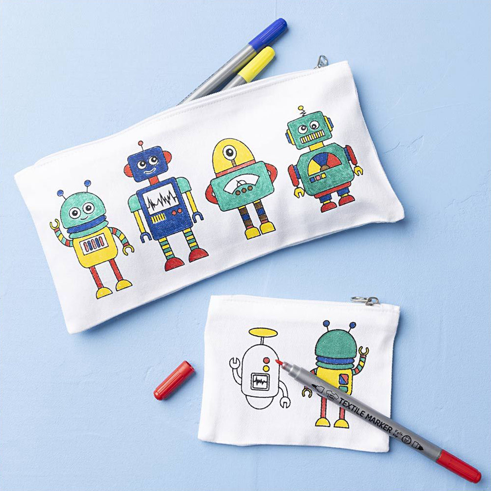 Robot | Fabric Painting Kit | Textile Pen Markers | Complete Kids Craft Kit