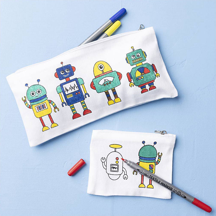 Robot | Fabric Painting Kit | Textile Pen Markers | Complete Kids Craft Kit