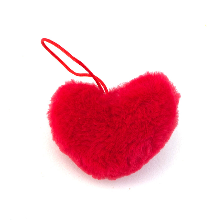 Hanging Faux Fur Pom Pom Heart | 6cm Wide | Little Gift | Cracker Filler