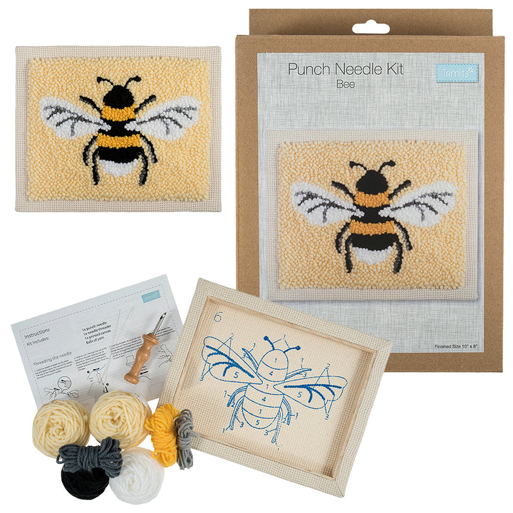 Buzzy Bee | Framed Punch Needle Craft Kit | Gift Boxed Set