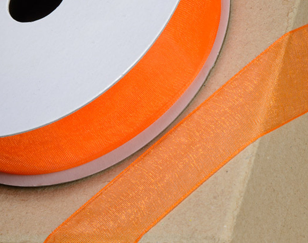 25m Orange 23mm WideWoven Edge Organza Ribbon for Crafts