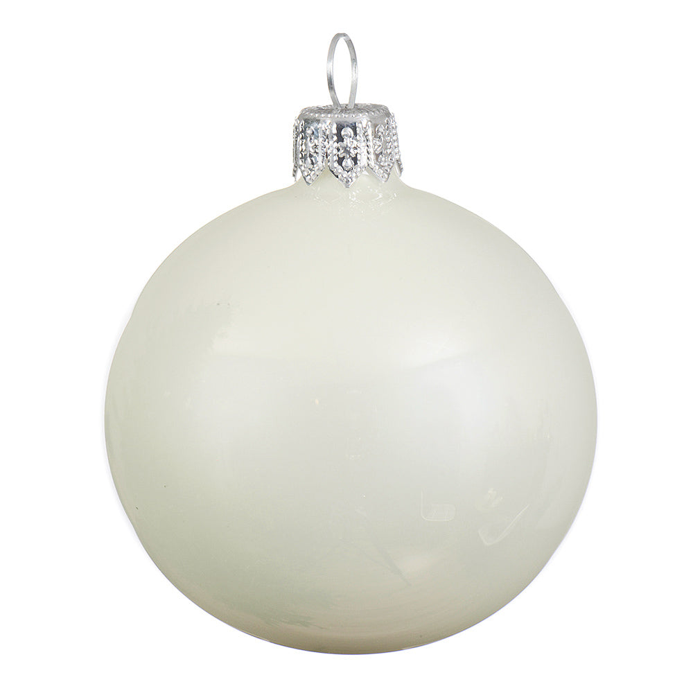 6cm Gloss White Glass Christmas Baubles | 6 Pack | Tree Decorations