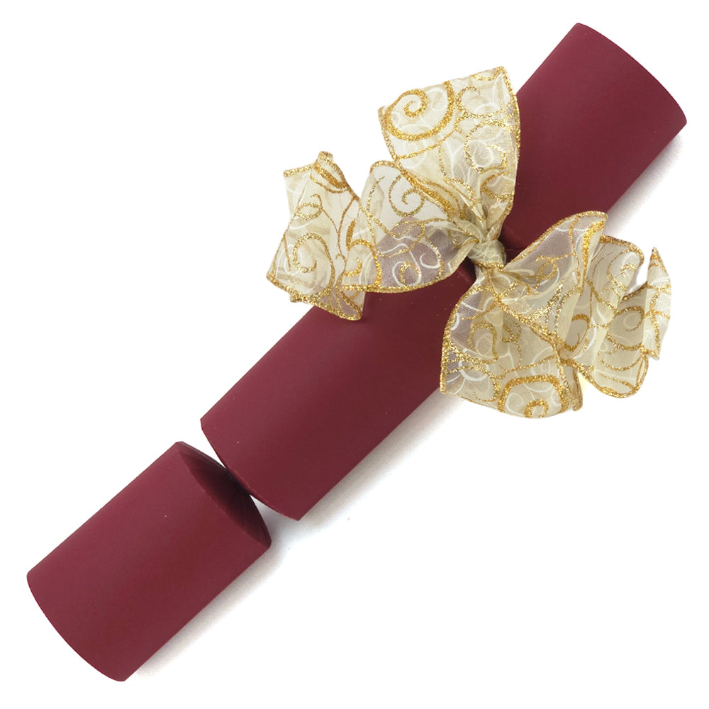 Golden Glitter | Bowfabulous Cracker Making Kit | Makes 8 Large Burgundy Crackers