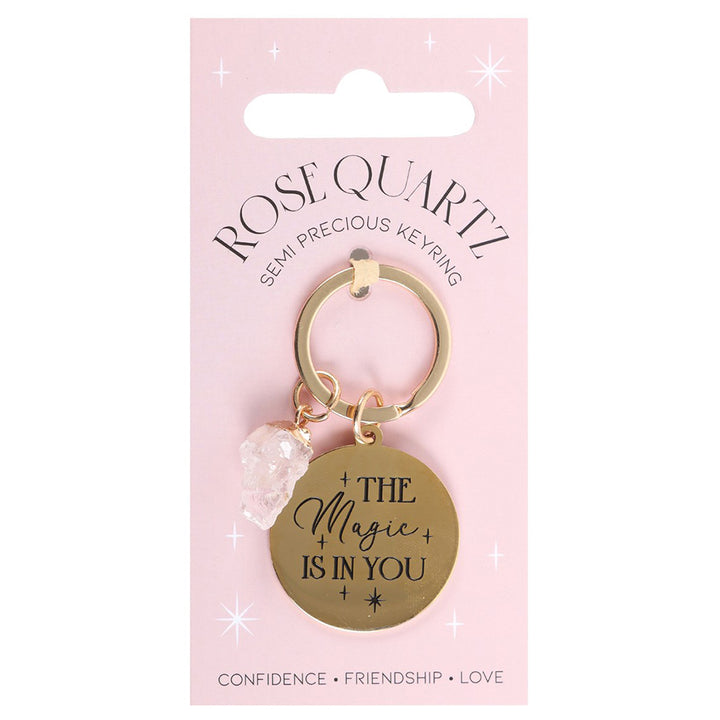 The Magic is in You | Rose Quartz Crystal Keyring | Mini Gift | Cracker Filler