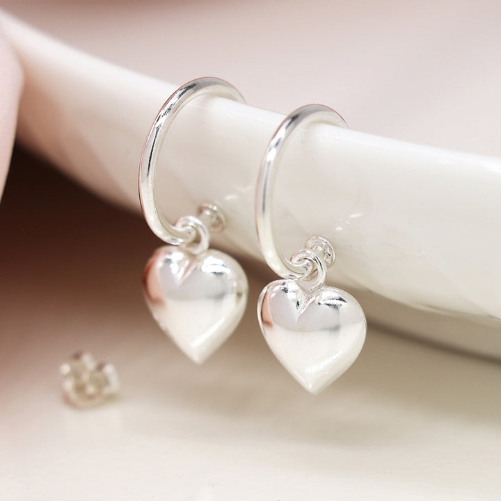 Sterling Silver Hoop & Heart Drop Earrings | Mini Gift | Cracker Filler