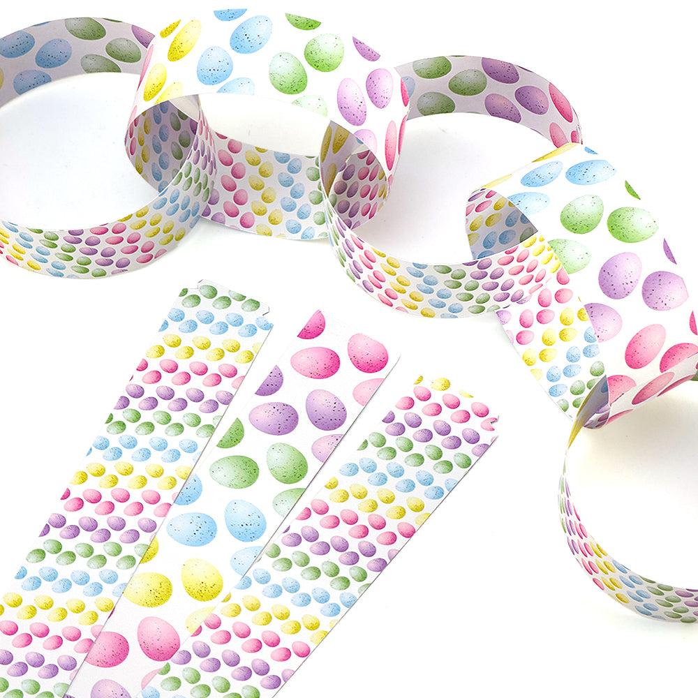 30 Reusable Easter 2.5m Paper Chains | Pastel Speckled Eggs | No Glue Needed