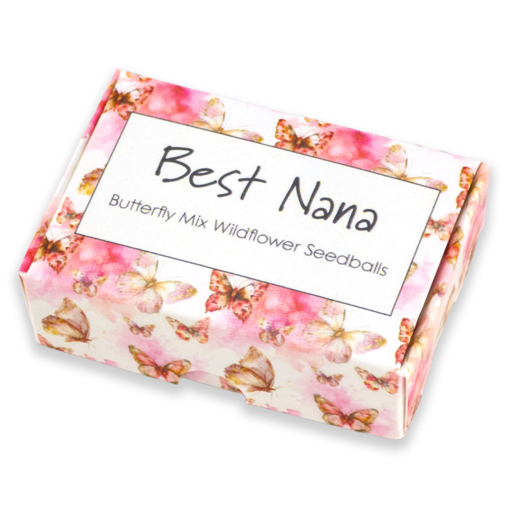 Best Nana | 6 Seedball Matchbox | Butterfly Mix | Cracker Filler | Little Gift