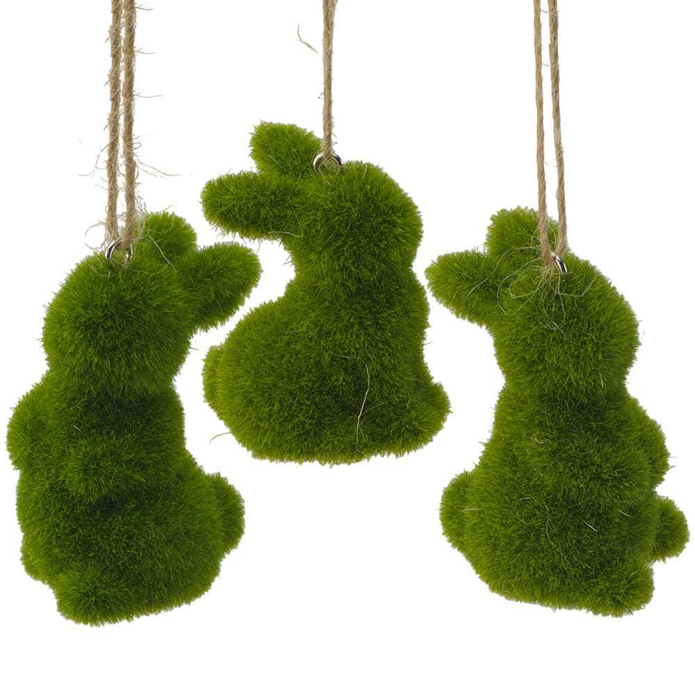 Green Flocked Easter Bunny | Hanging Easter Tree Decoration