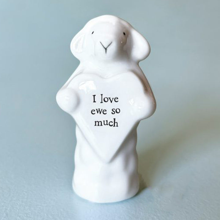 I Love Ewe So Much | Porcelain Sheep &amp; Heart | Little Gift | Cracker Filler