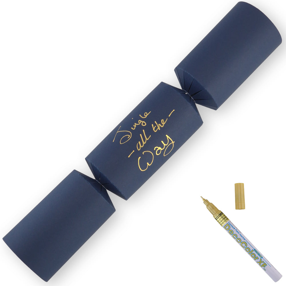 Navy Blue | 12 Personalise Your Own Crackers | Make &amp; Fill Your Own | With Pen