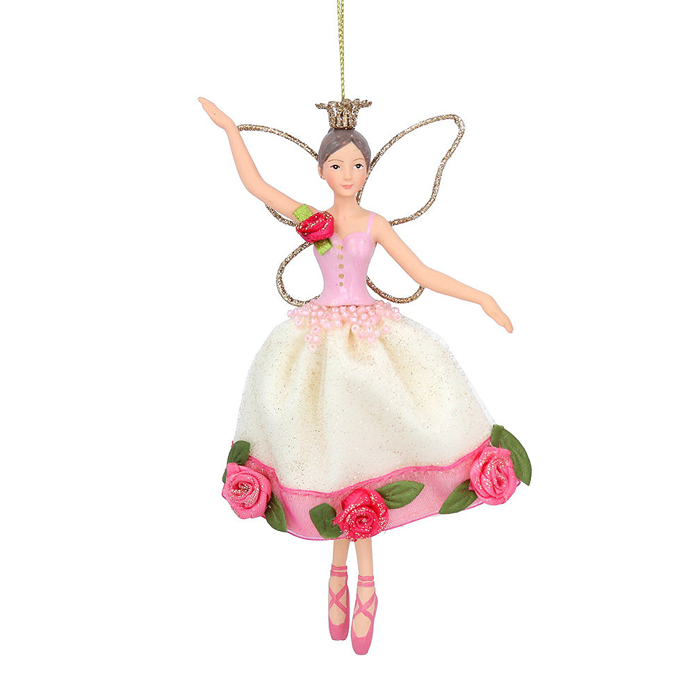 Single Afternoon Tea Rose Hanging Fairy Christmas Tree Decoration | Gisela Graham