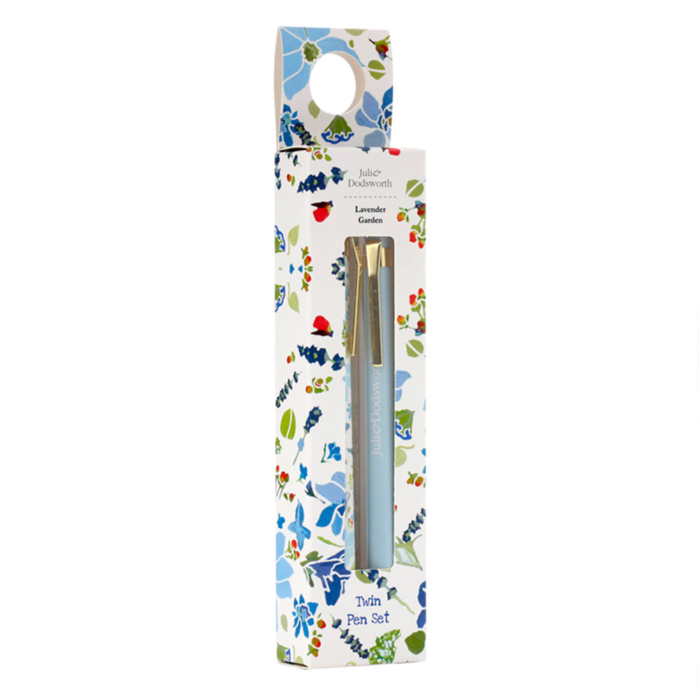 Pretty Blue Floral Pens | Twin Pen Set | Julie Dodsworth | Boxed Gift for Ladies