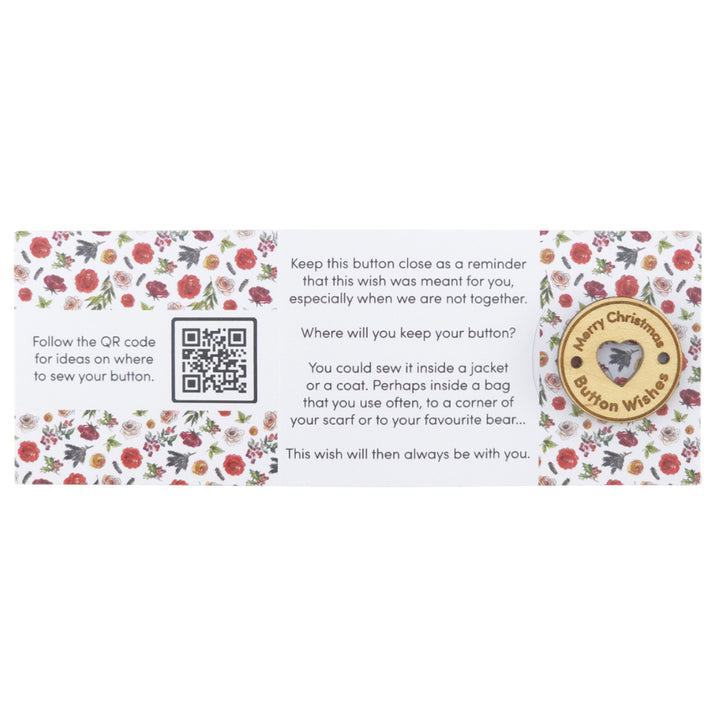 Christmas Flora | Button Wishes | Merry Christmas Sew On Token | Cracker Filler