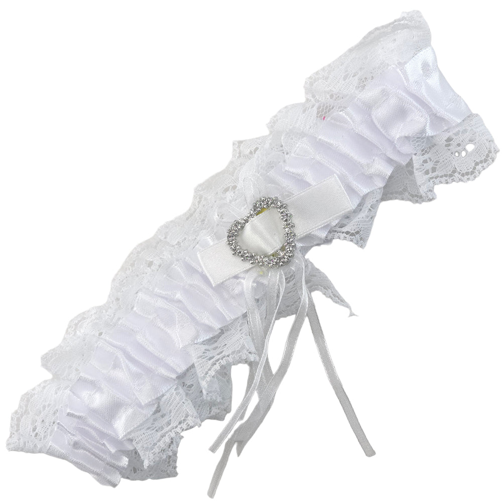 White Ribbon & Lace Wedding Garter | Little Gift | Cracker Filler