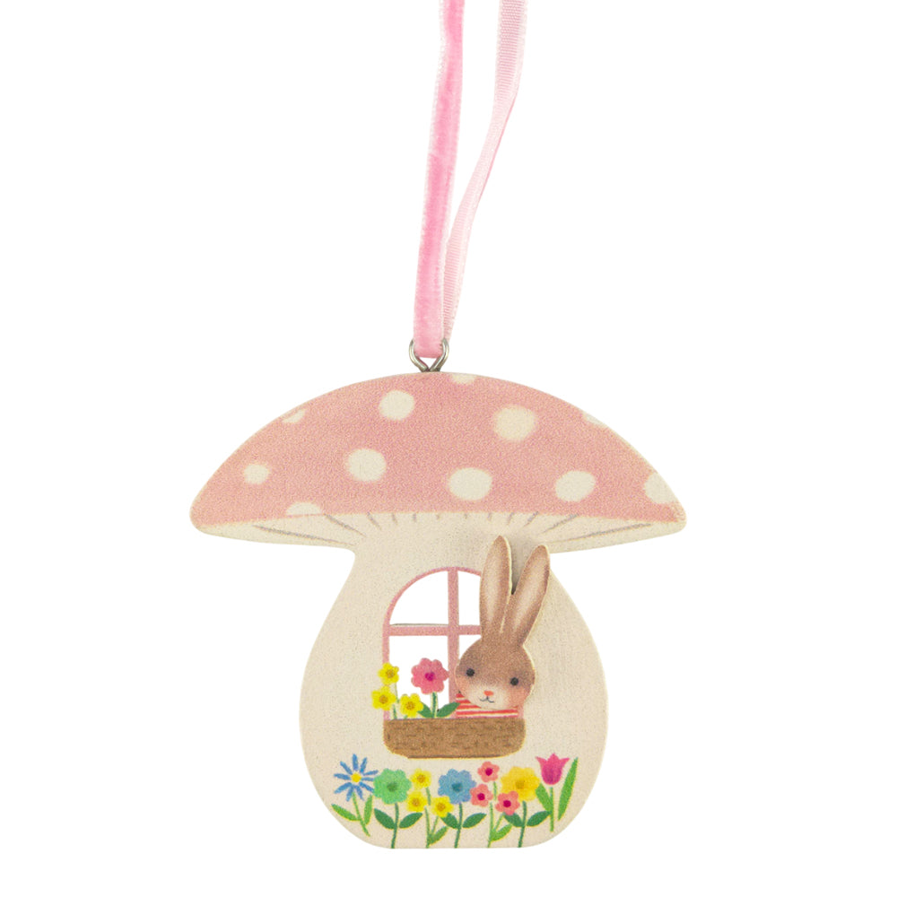 Toadstool Bunny House | Wooden Easter Tree Decoration | Gisela Graham