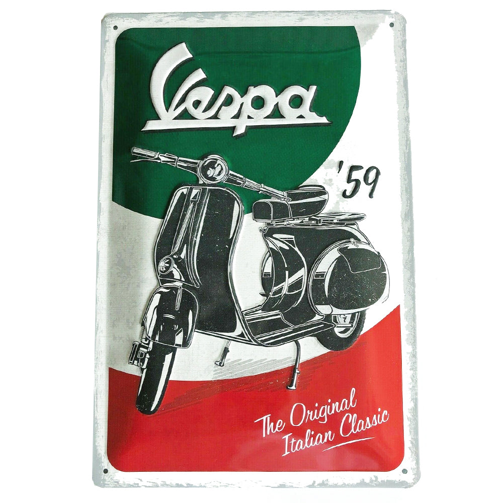 Vespa Moped Nostalgic Art Embossed Tin Sign | Retro Gift | 30x20cm