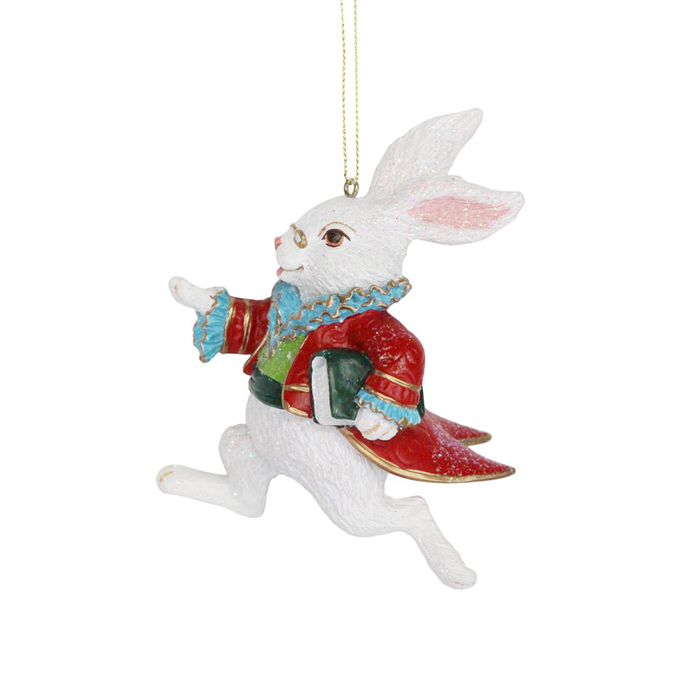 White Rabbit Hanging Ornament | Alice in Wonderland Tree Decoration | Gisela Graham