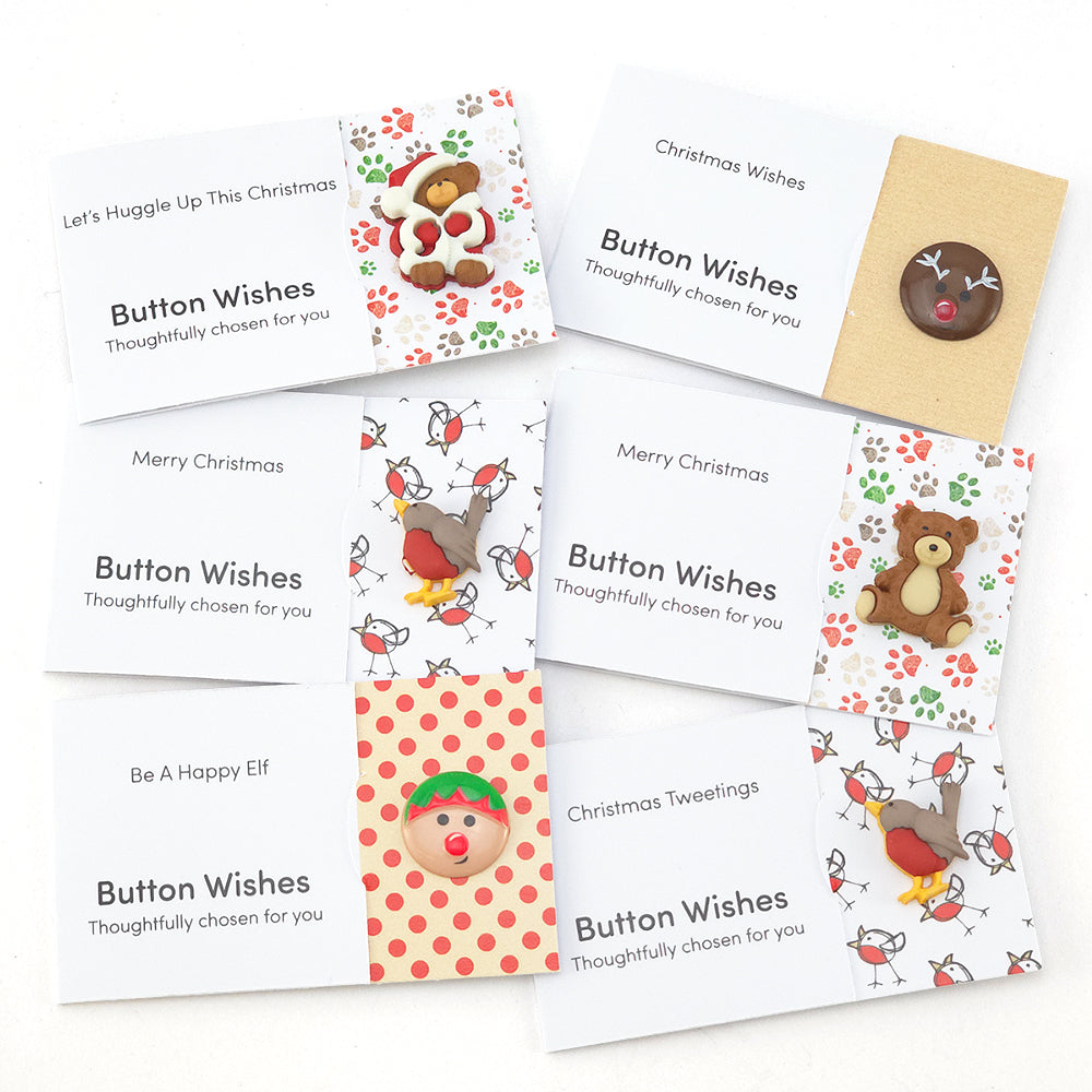 Christmas Button Wishes | Bundle of 6 Cracker Filllers | Cracker Making Gifts