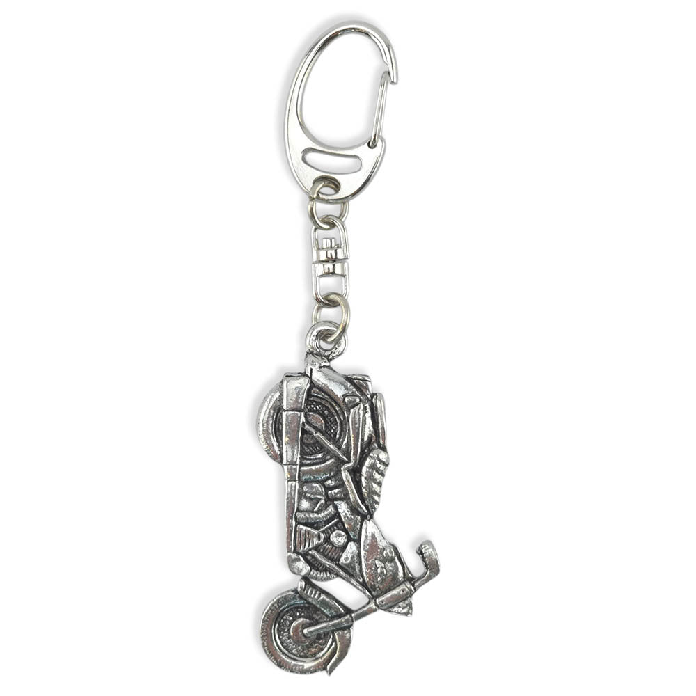 Classic Motorbike | Chunky English Pewter 3D Keyring | Mini Gift | Cracker Filler