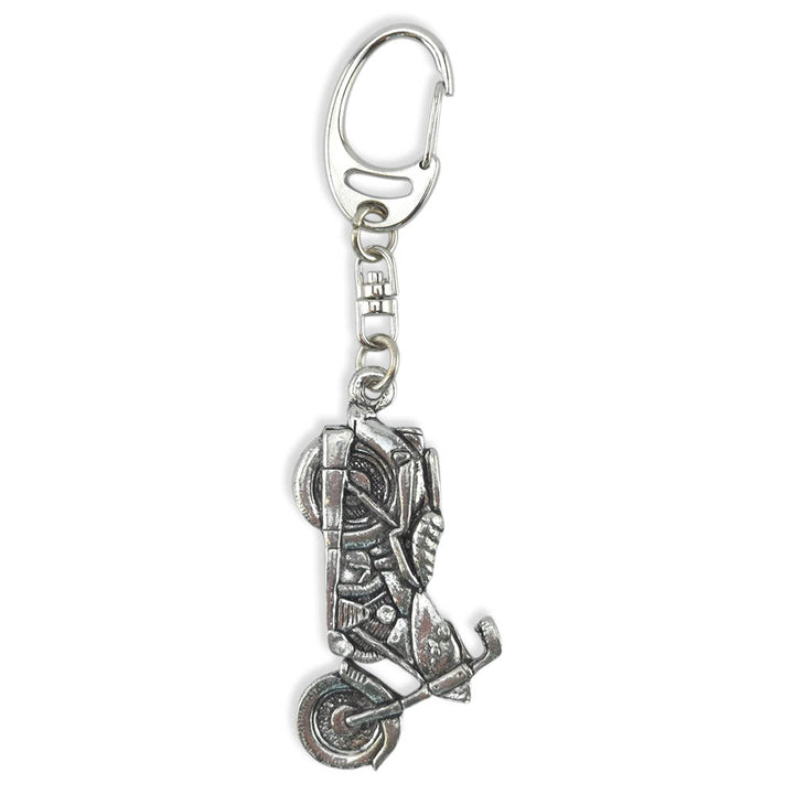 Classic Motorbike | Chunky English Pewter 3D Keyring | Mini Gift | Cracker Filler