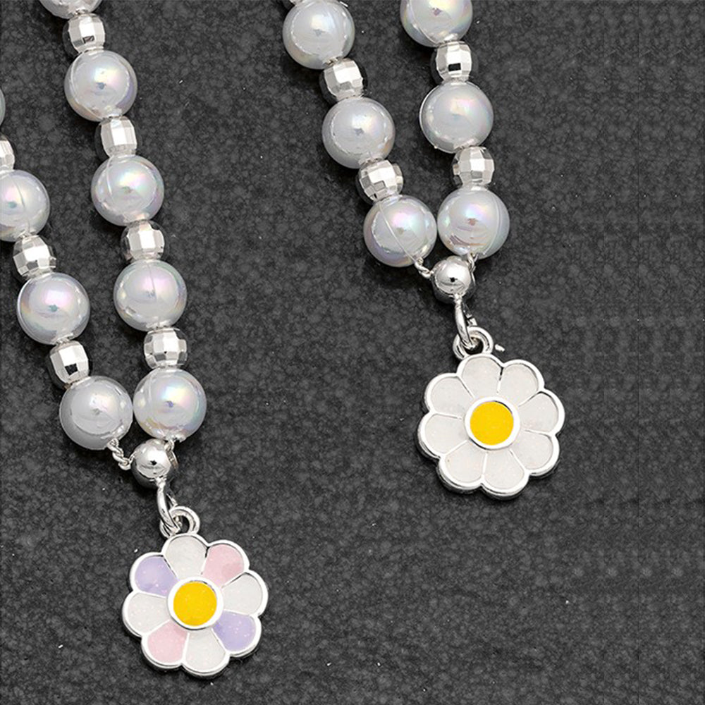 Pretty Pastel Daisy and Pearl Necklace for Girls | Boxed Jewellery Gift