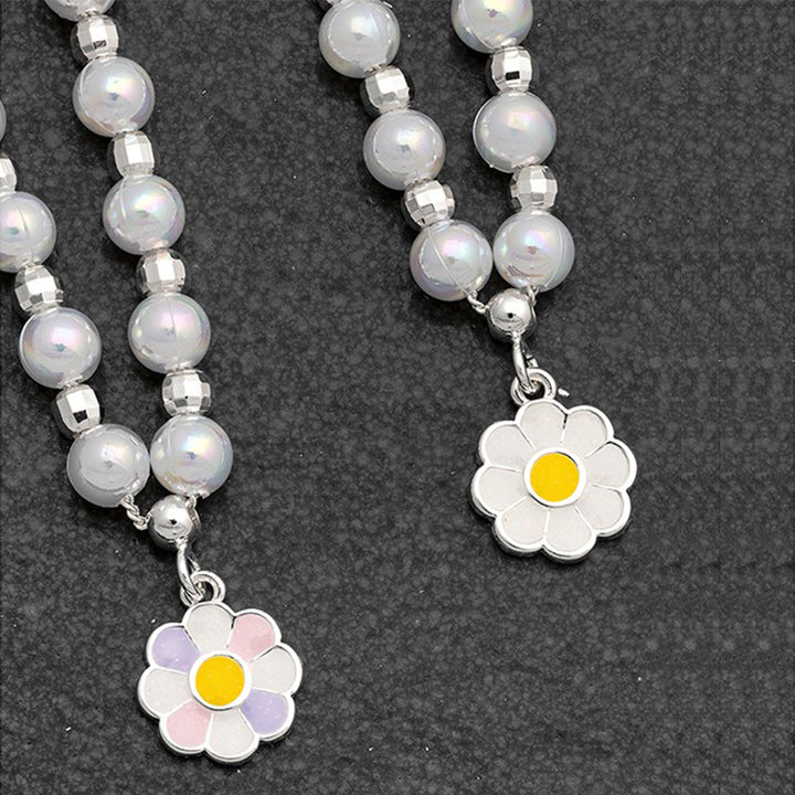 Pretty Pastel Daisy and Pearl Necklace for Girls | Boxed Jewellery Gift