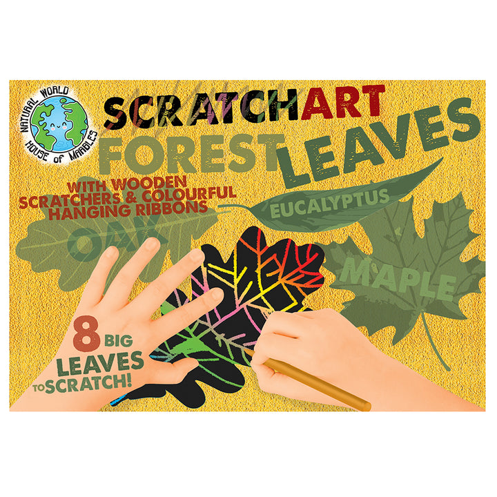 Leaves Scratch Art | Craft Set for Kids | 8 Big Shapes &amp; 2 Tools