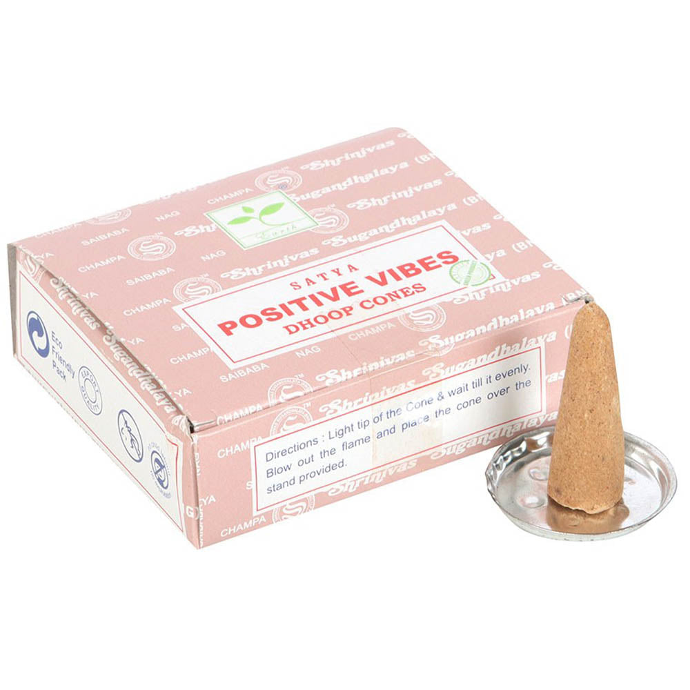 Positive Vibes | 12 Dhoop Cones & Stand | Cracker Filler | Little Gift