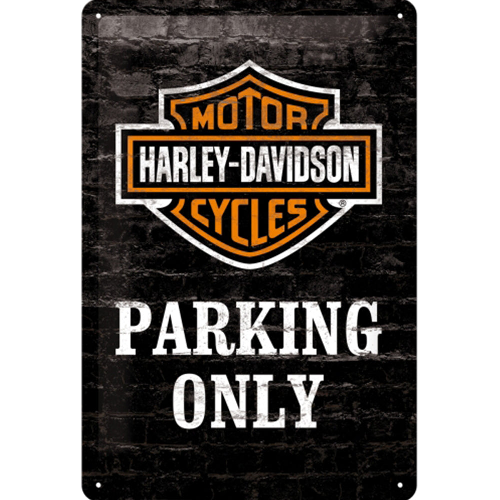 Harley Davidson Motorcycle Parking Only Embossed Tin Sign | 30x20cm