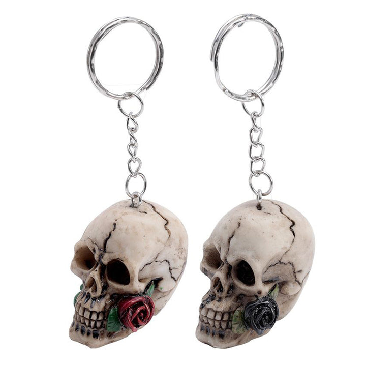 Skulls and Roses Resin Keyring | Gothic | Mini Gift | Cracker Filler