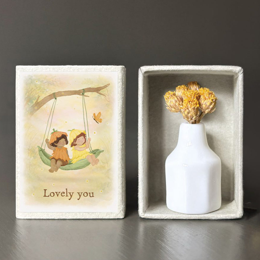 Lovely You | Matchbox Vase & Dried Flowers | Little Gift | Cracker Filler