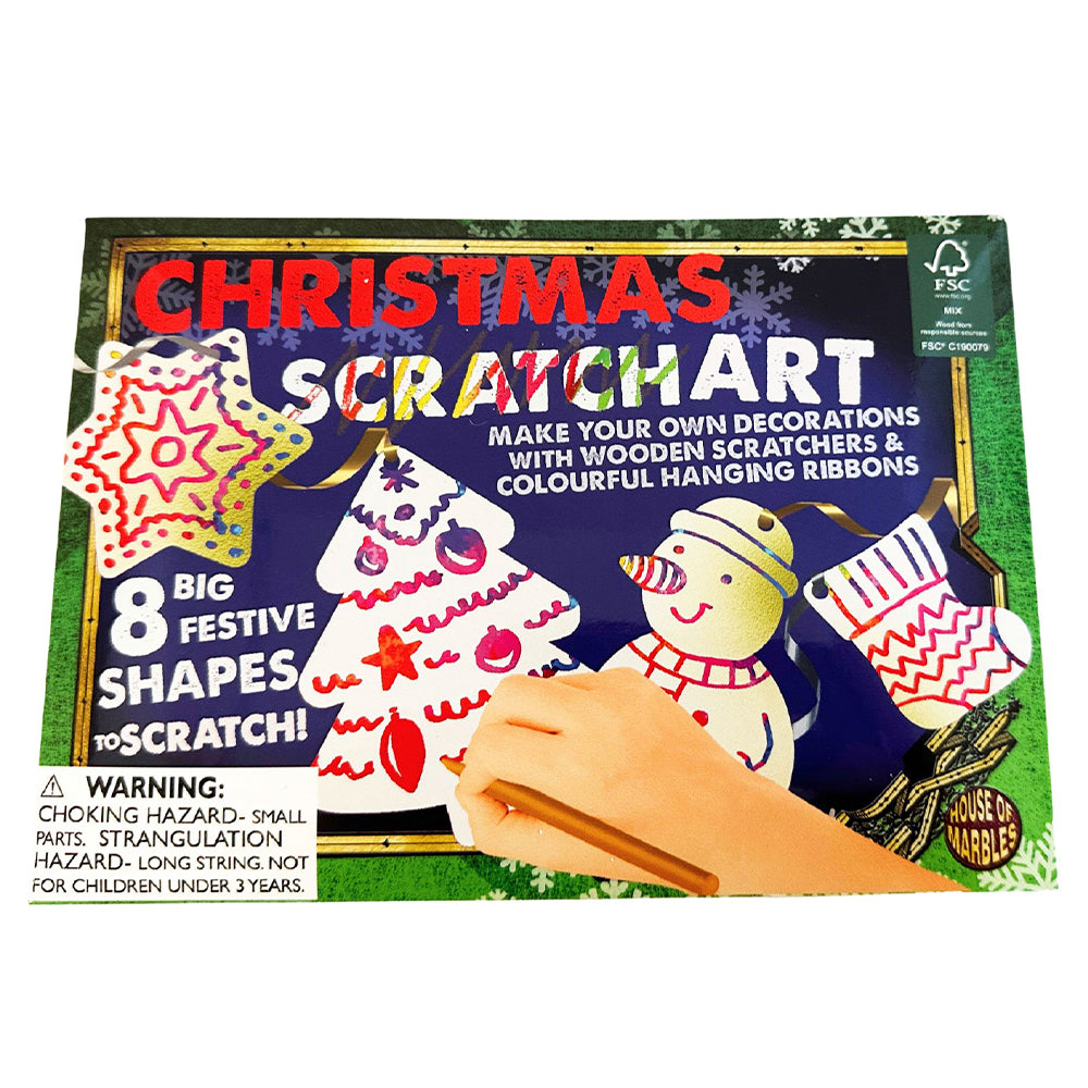 Christmas Scratch Art | Craft Set for Kids | 8 Big Shapes & 2 Tools
