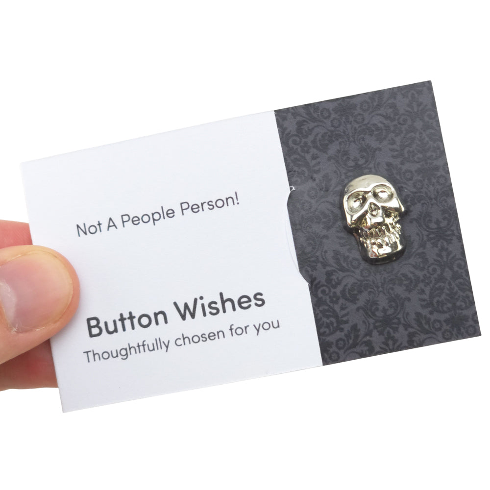 Not a People Person | Silver Skull | Button Wishes Sew On Token | Little Gift