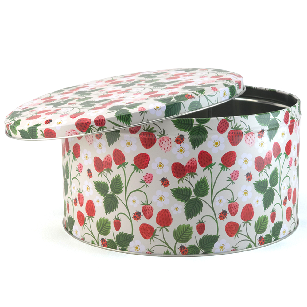 Strawberries & Ladybirds | Tall Cake Tin | Large 23 x 12cm | Gisela Graham