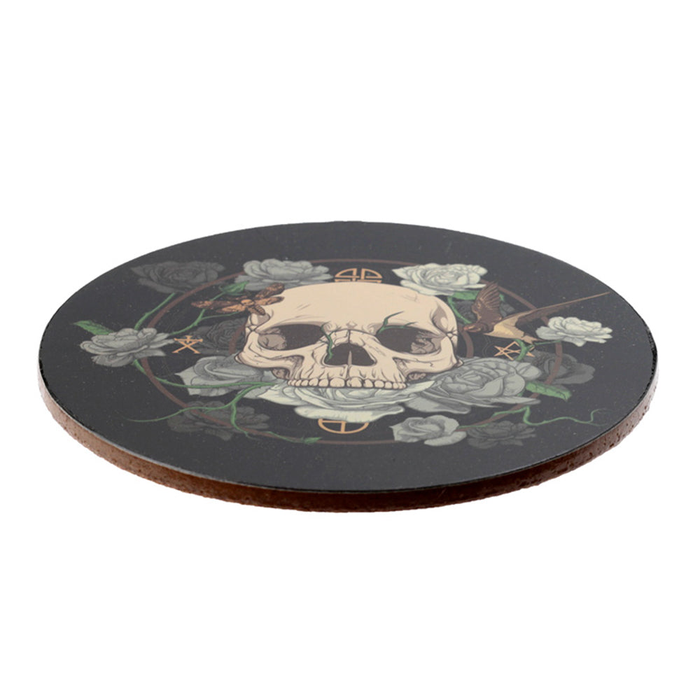 Skulls and Roses | Gothic | Set of 4 Cork Coasters