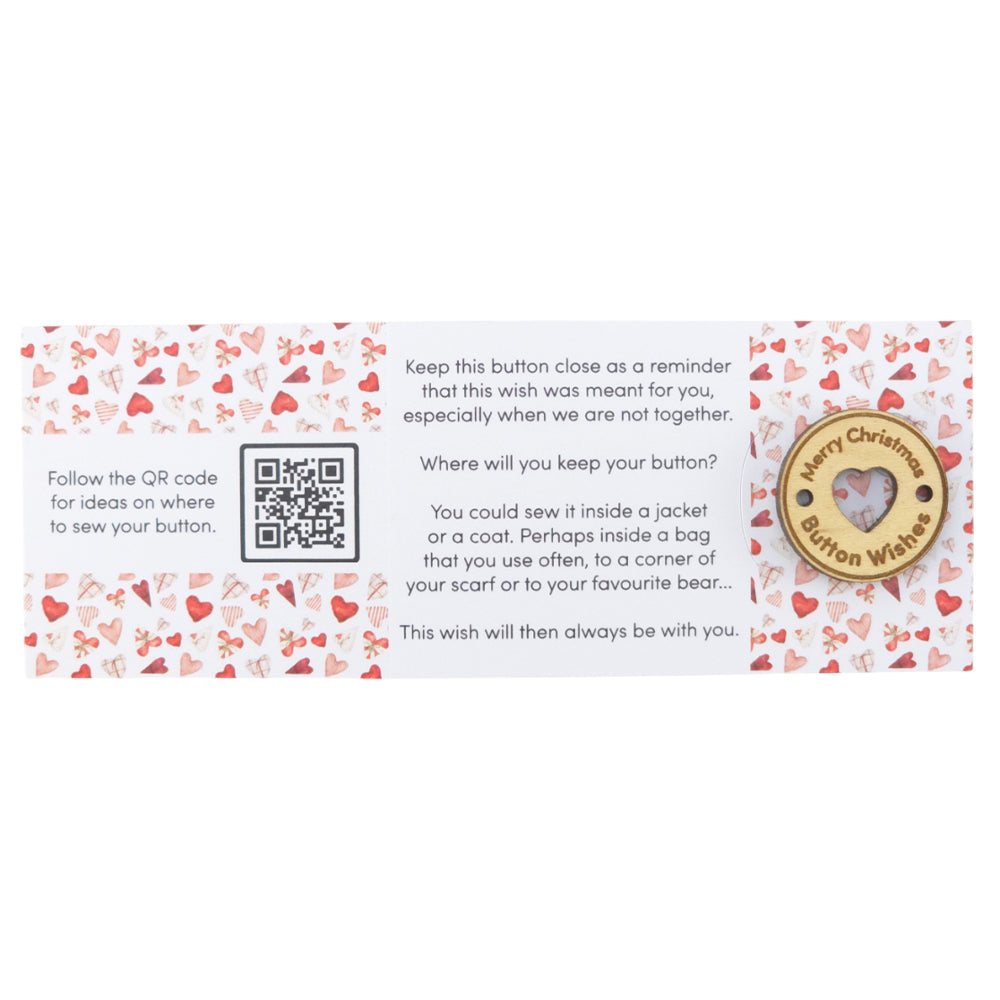 Scandi Hearts | Button Wishes | Merry Christmas Sew On Token | Cracker Filler