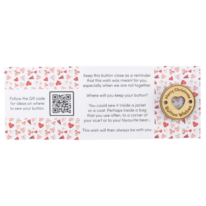 Scandi Hearts | Button Wishes | Merry Christmas Sew On Token | Cracker Filler