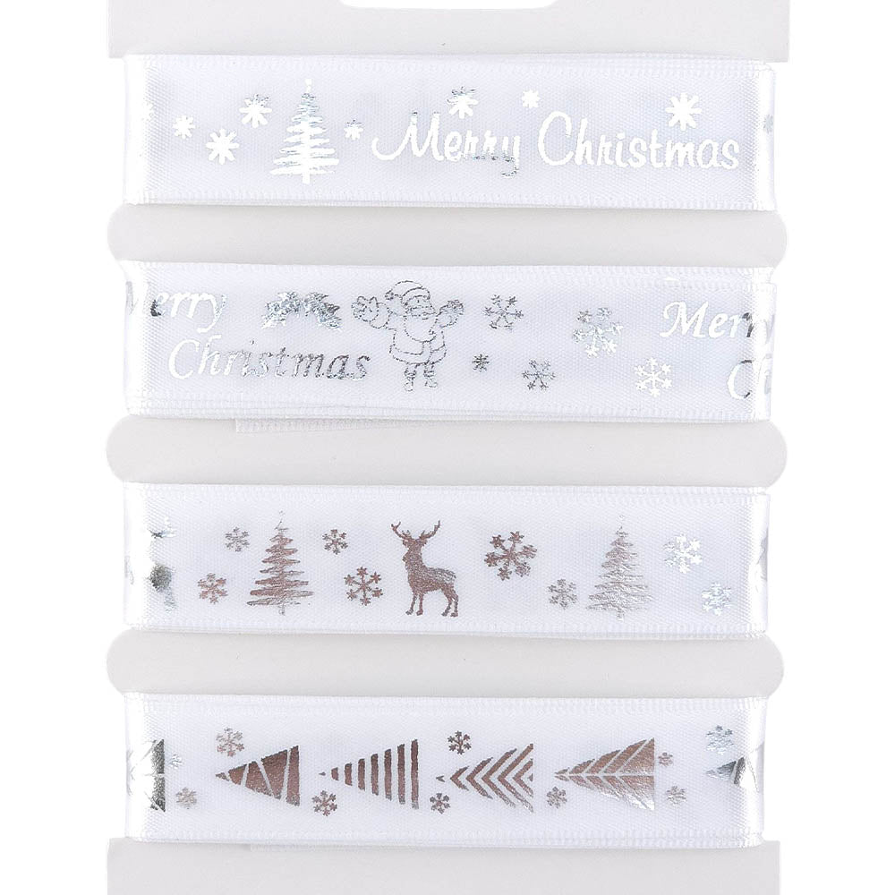 Christmas Ribbon Set | 15mm Wide | 4 Designs, Each 2m Long