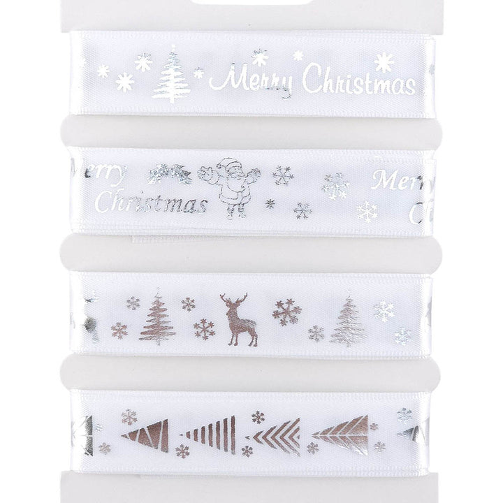 Christmas Ribbon Set | 15mm Wide | 4 Designs, Each 2m Long