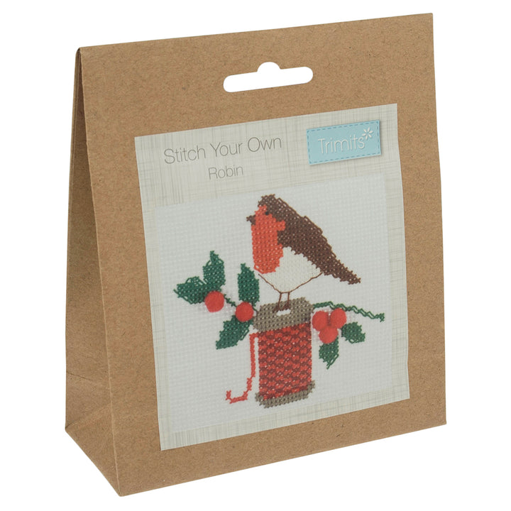 Christmas Robin | Small Cross Stitch | Complete Kit | 13cm