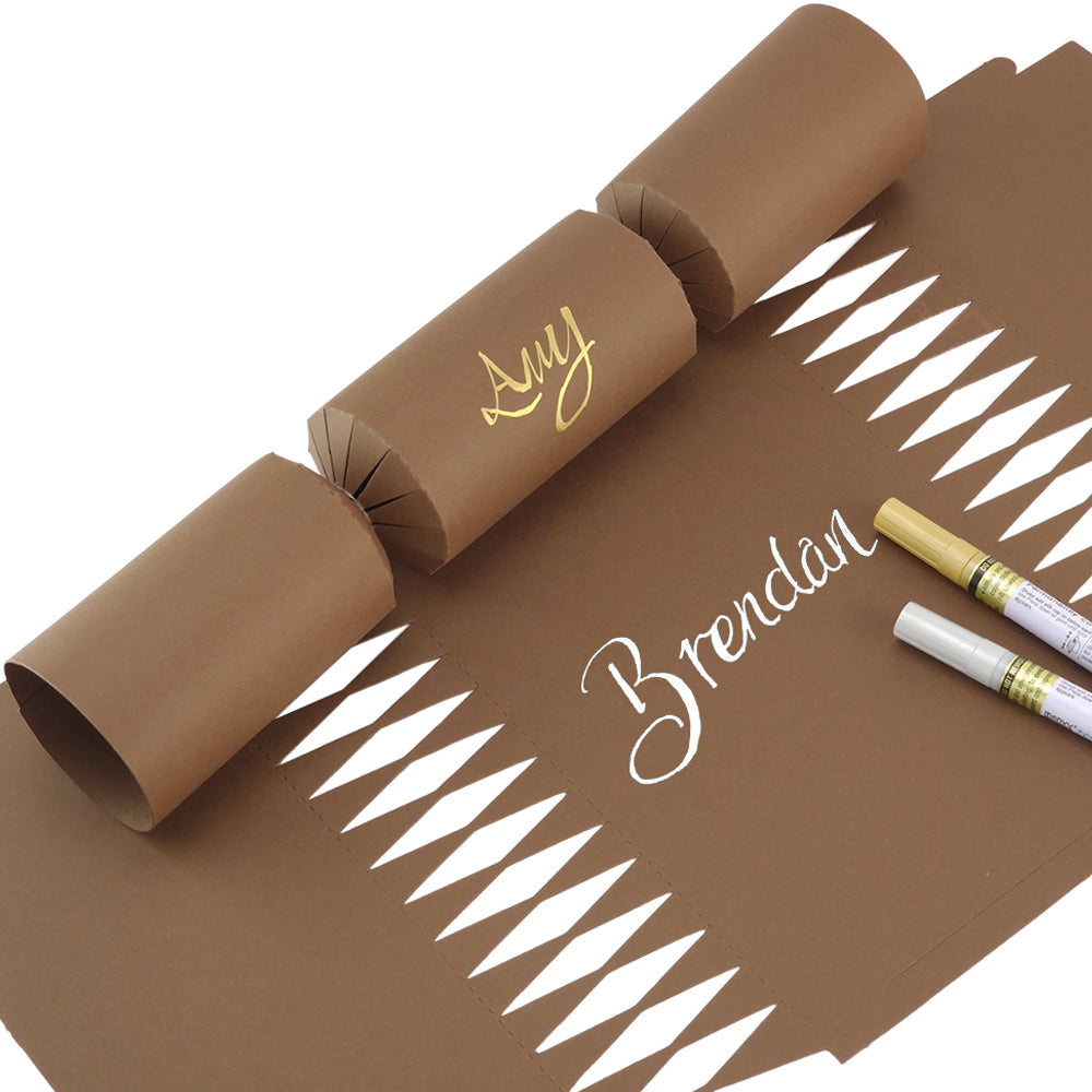 Brown | Craft Kit to Personalise Your Own Crackers | Makes 12