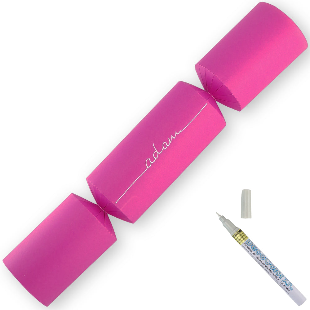 Shocking Pink | 12 Personalise Your Own Crackers | Make &amp; Fill Your Own With Pen