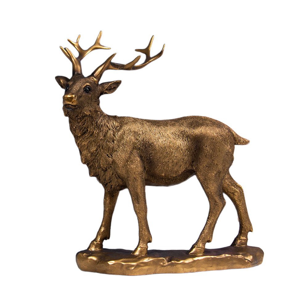 Majestic Resin Bronzed Stag Ornament - 18cm | Home Decor