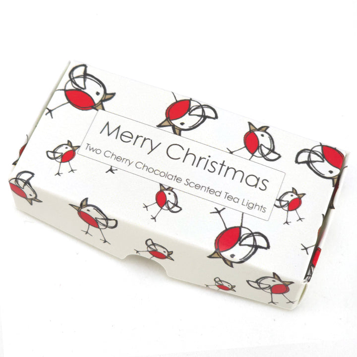 Chocolate & Cherry Tealight Candles | Chirpy Robin | Mini Gift | Cracker Filler