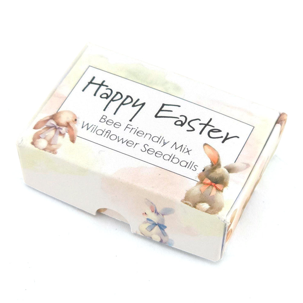 Happy Easter | Powder Puff Bunnies | 6 Seedball Box | Bee Mix | Cracker Filler